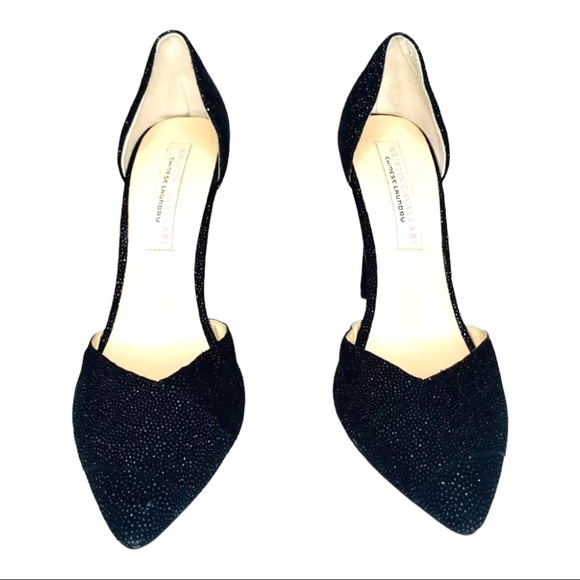 Kristin Cavallari Chinese Laundry Glass Beaded Stilettos Black Caviar Leather 9 - Picture 2 of 10